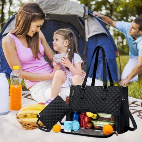 2 in 1 Insulated Lunch Tote Bag for Women Large Capacity