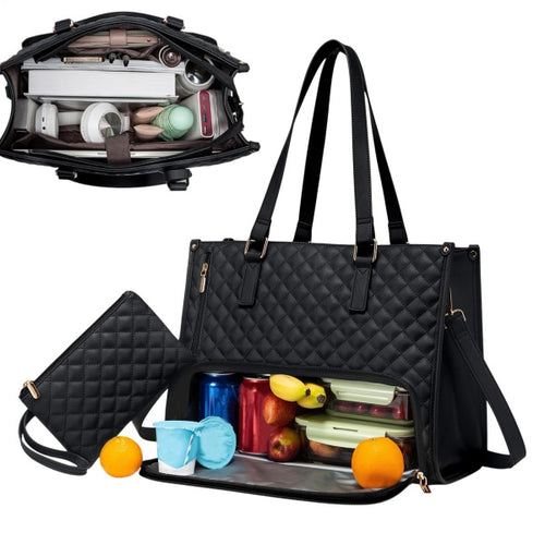 2 in 1 Insulated Lunch Tote Bag for Women Large Capacity