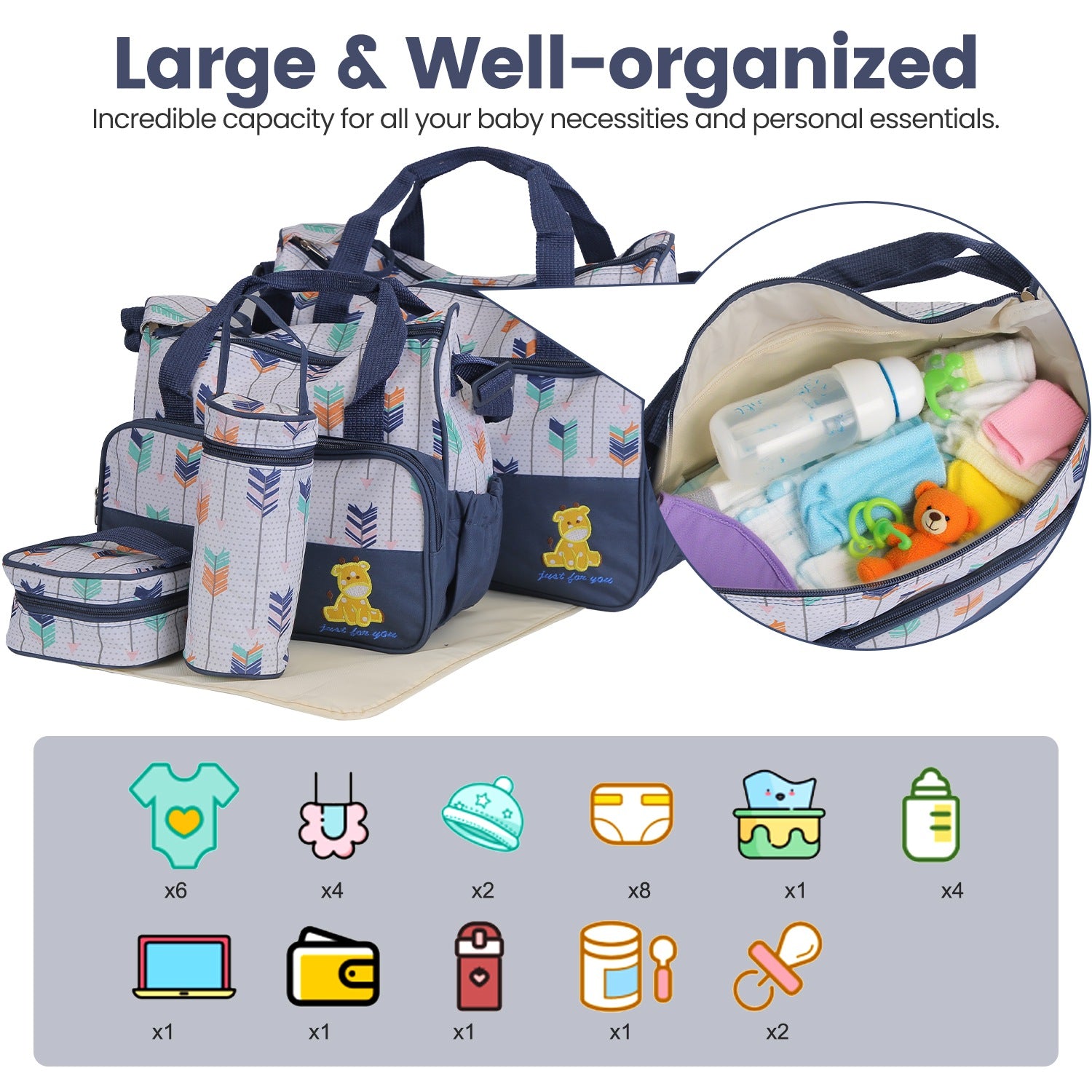 5pcs Baby Nappy Diaper Bags Set Mummy Diaper Handbags with