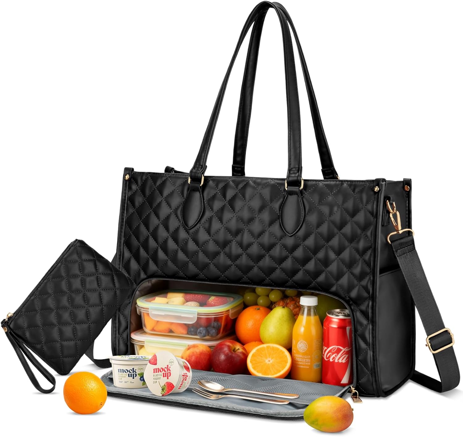 2 in 1 Insulated Lunch Tote Bag for Women Large Capacity