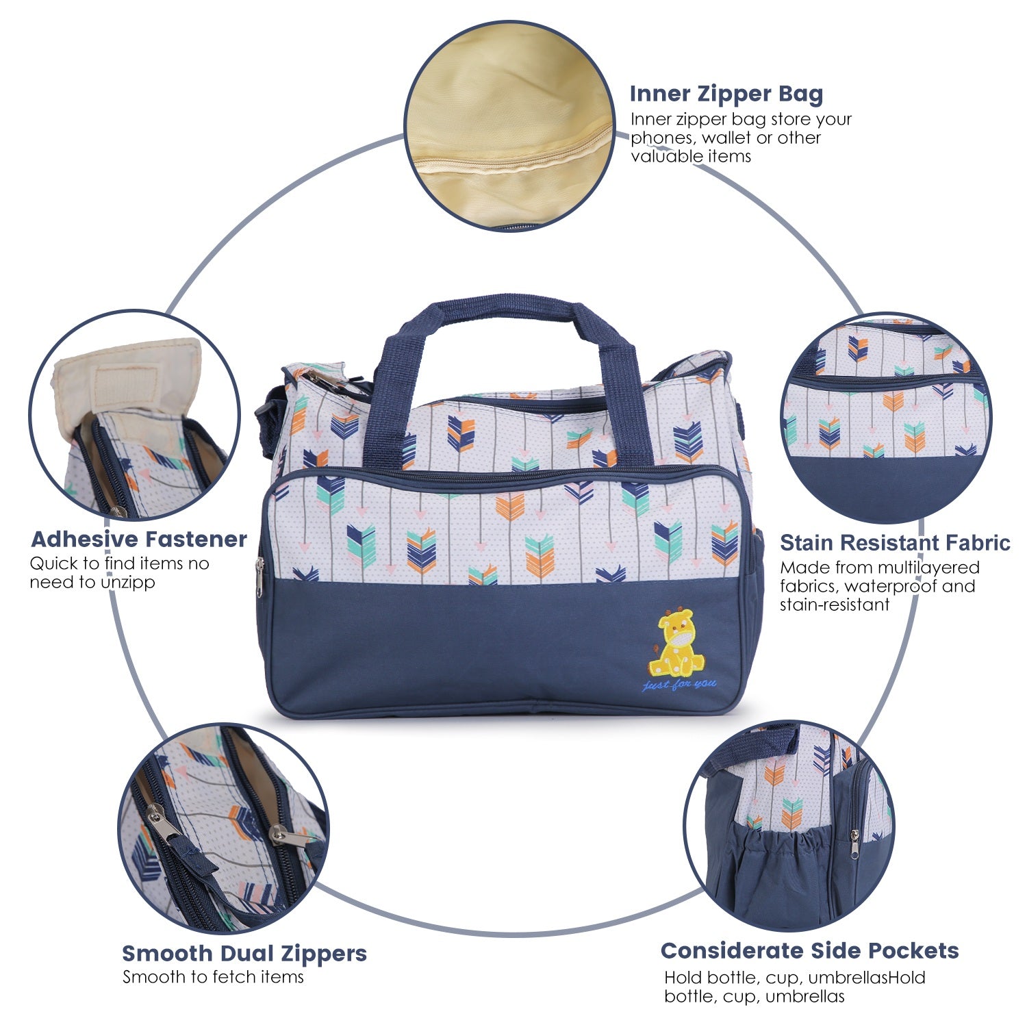5pcs Baby Nappy Diaper Bags Set Mummy Diaper Handbags with