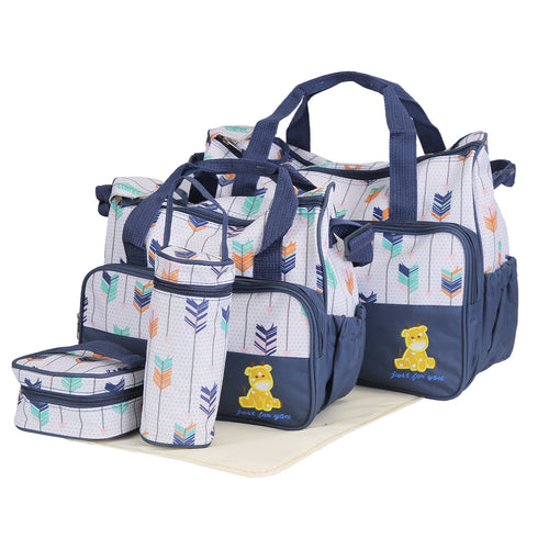 5pcs Baby Nappy Diaper Bags Set Mummy Diaper Handbags with
